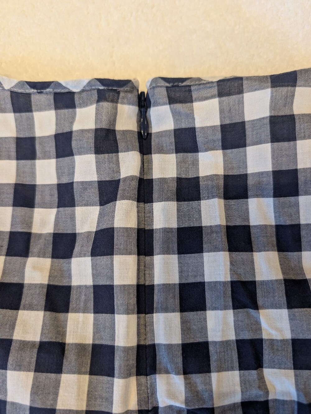 J. Crew Navy Gingham Tie Sleeve Blouse Medium 100% Cotton Top - Picture 10 of 11